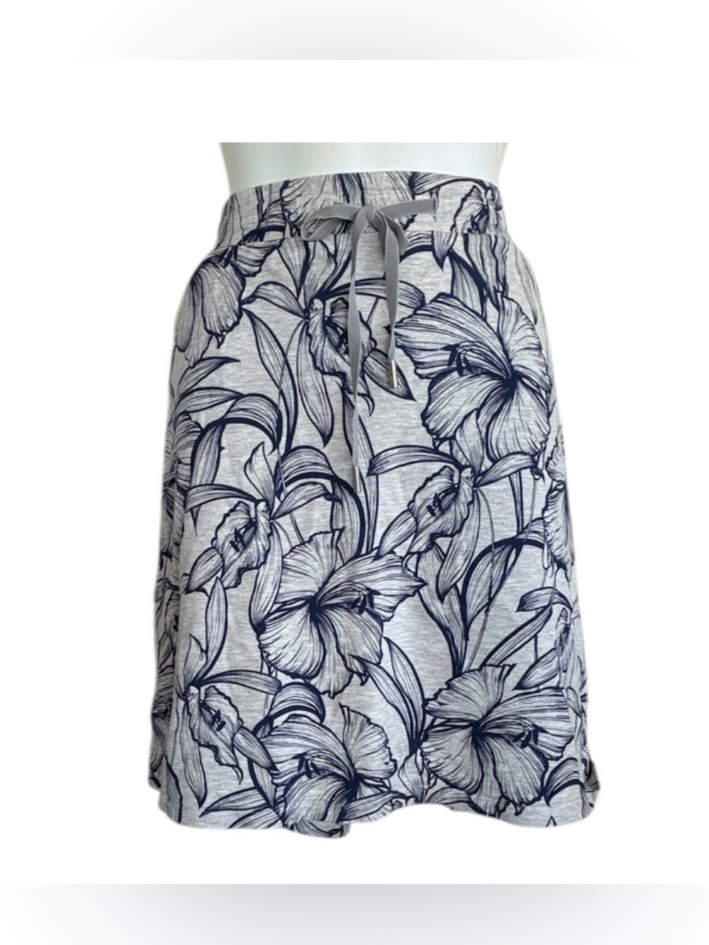 TOMMY BAHAMA Skirt, Women's L, Floral Print Knit, Drawstring, Pockets. EUC